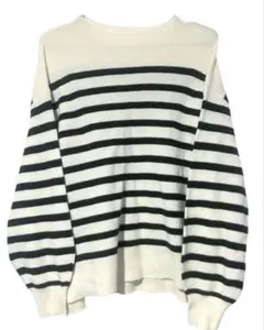 ドレスキップ　ストライプ バルーンスリーブ セーター Lサイズ