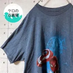 マーベル スパイダーマン ムービー プリント Tシャツ XL ネイビー US古着