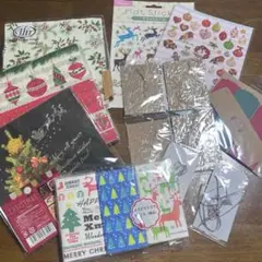 クリスマス ペーパーナプキン、シール、タグセット まとめ売り 紙モノ