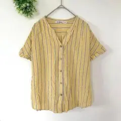 キューティーブロンド［M］大人ナチュラル◎さらり◎ストライプ柄キーネックブラウスのサムネイル