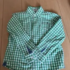 DOUBLE.B 緑と白のチェック長袖シャツ