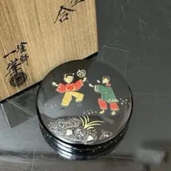 茶道具　青貝入　唐子　一文字　香合　斉藤宗慎　共箱　漆器　漆芸　風炉用　炭点前 茶道具 青貝入 唐子 一文字 香合 斉藤宗慎 共箱 漆器 漆芸 風炉用 炭点