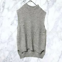 12831 ローリーズファーム ニットベスト ハイネック グレー レイヤードM