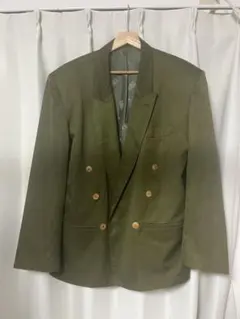 美品】Odour オウダー リネン100% オリーブ ダブルブレストジャケット 