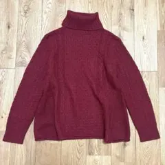 B:MING by BEAMS ボルドー　タートルネック　ケーブルニットセーター