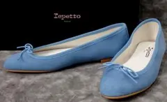 新品 repette レペット レザー フラットシューズ 36 ブルー 箱付き