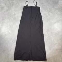 【エイチケーワークスロンドン】フロントスリットキャミワンピ M ブラック