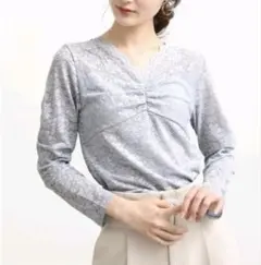 Vis レーストップス 総レース ギャザー カットソー インナーにも