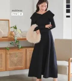 マルチway フィット＆フレアオフショルニット長袖ワンピース 神戸レタス