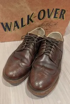 【WALK OVER】ウィングチップ レザーシューズ ブラウン　サイズ9のサムネイル