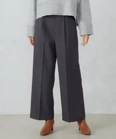 コムサイズム ダークグレー ワイドパンツ プリーツ入り M