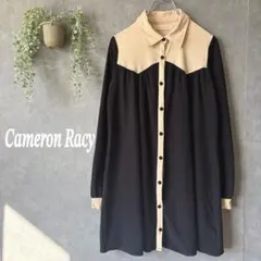キャメロンレイシー チュニック 長袖【F】シャツデザイン バイカラー 伸縮素材
