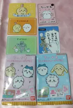 ちいかわコレクションカードグミ5のカード：レア含５種：うさぎハチワレモモンガ