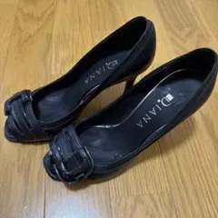 値下げ！DIANA オープントゥパンプス ブラック 22.5cm