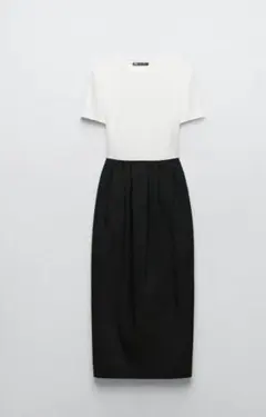 ZARA★リブ切り替え黒白ワンピース新品