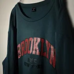 【個性派古着】BROOKLYN 長袖シャツ ダークグリーン　XL 美品