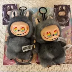 ラブブ風　モンスター ぬいぐるみ グレー 2点セット