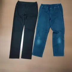 ロングパンツ サブリナパンツ 2本セット ブラック ブルーのサムネイル