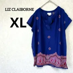 一点物✨LIZ CLAIBORNE【XL】 ネイビー ペイズリー チュニック
