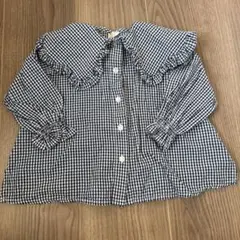 チェック柄フリル襟シャツ（~95cm）