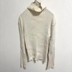 チャオパニックティピー リブタートルニット セーター ハイネック オフホワイト