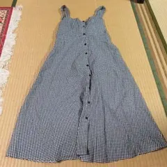 ※プロフ必読　ギンガムチェック キャミワンピース　ロングワンピース　リボン　春