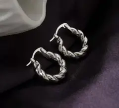 【SALE】フープピアス　ロープツイスト　シルバー