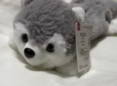 犬型ポーチ・筆箱（ウルフ） DAISO 。グレー。