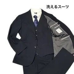 美品　現行タグ　LES MUES 洗える　スリーピース　ブラック　ストライプ　L