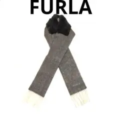 限定価格！美品 フルラ リアルファー付き ウール ストール グレー