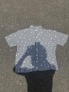 チェックスター柄 半袖シャツ ブラックホワイトのサムネイル