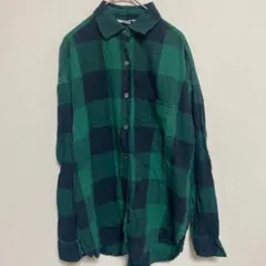 OLD NAVY【S/P】ボーイフレンドシャツ 緑・黒チェック 羽織り