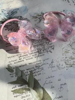 リボン型レジンヘアゴム2個セット