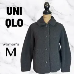 美品✨【UNIQLO】ボアフリースステンカラーショートコート　裏起毛　濃グレーM
