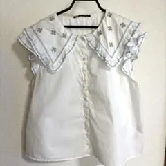 Lサイズ　美品　ザラ　ZARA♡トップス♡ブラウス♡フリル♡大人可愛い♡大きい襟