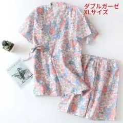 甚平 部屋着 XL上下セット 夏用作務衣 じんべい レディース　短パンツ