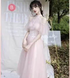 ロング ドレス ピンク 結婚式 ワンピース お呼ばれ パーティーのサムネイル