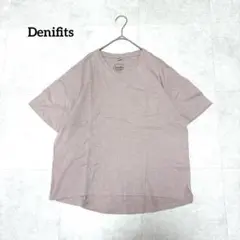 デニフィッツ 半袖カットソー Tシャツ 綿100% Vネック ポケット付 LL