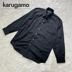 【美品】karugamo ワイシャツ ブラック 長袖 L相当 胸ポケット付き