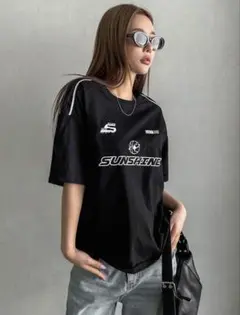 SHEIN シーイン Dazy Tシャツ ブラック M 24時間以内発送