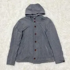 BEAUTY & YOUTH グレー ストライプ パーカー コットン フード