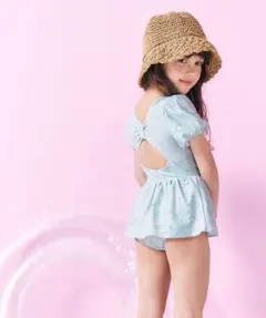 【アプレレクール】ナチュラル花柄バックリボンワンピース水着