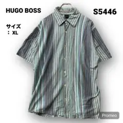 【即購入OK】HUGO BOSS 半袖シャツ サイズXL ストライプ ブルー