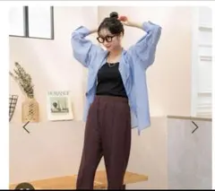 LOWRYS FARM シアーバンドシャツ　ブルー　サイズ1のサムネイル