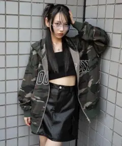WEGOグラフィックBIGZIPパーカー