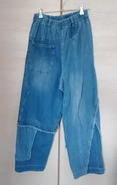 ワッジボーイ ダブルニー ペインター デニムパンツ M イエロー切り替え 