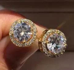 1135★人気・高級感★クリスタル ラウンド スタッド ピアス czダイヤモンド