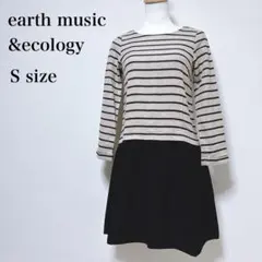 【アース ミュージック＆エコロジー】ボーダー ワンピース コットン 切り替え