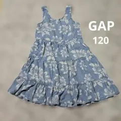 GapKids 花柄 デニム ノースリーブ ワンピース120サイズのサムネイル