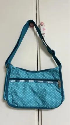 新品レスポートサック ショルダーバッグ ブルー ドット柄 斜め掛け 軽量